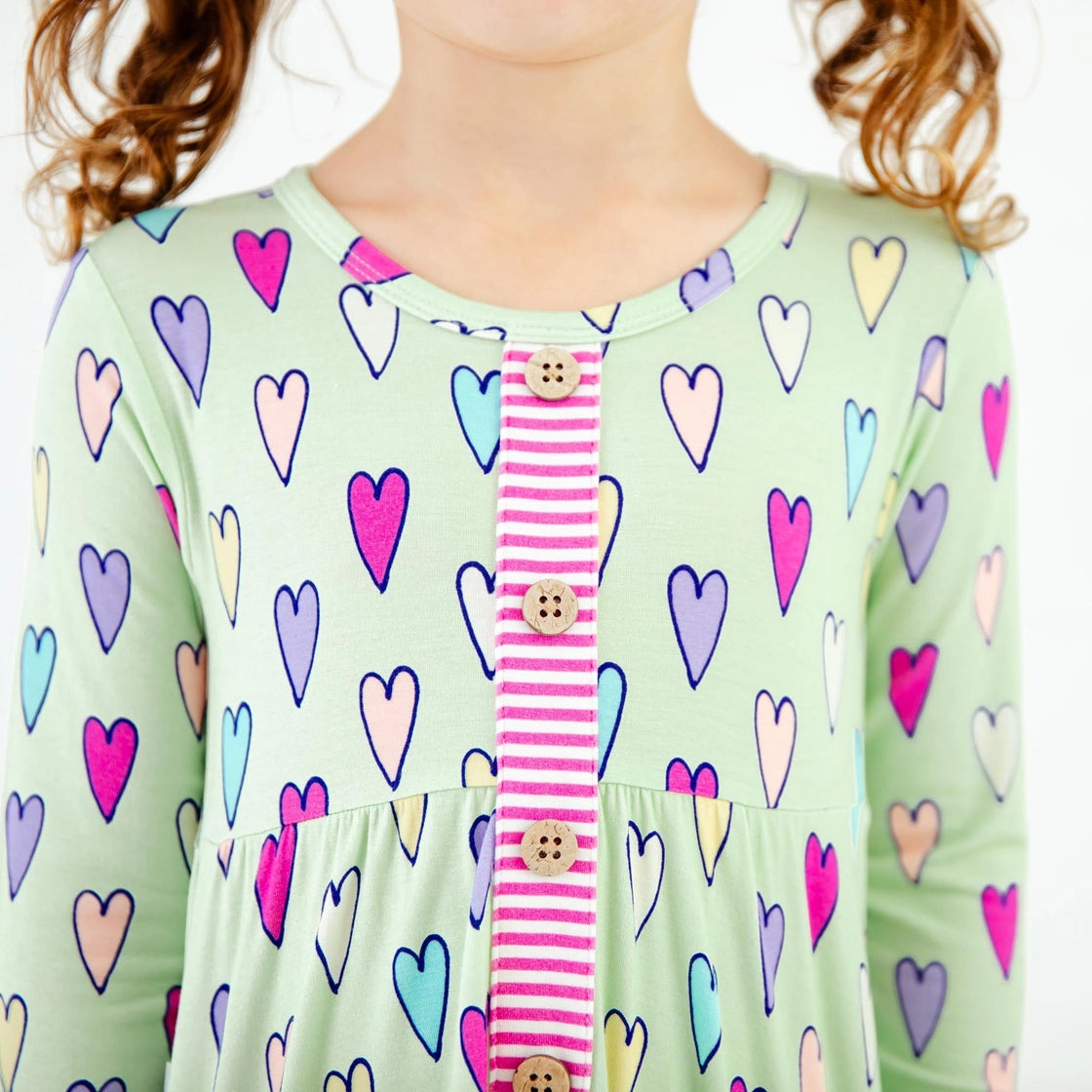 Valentine Mint To Be Hearts Ruffle Tunic and Pants Set