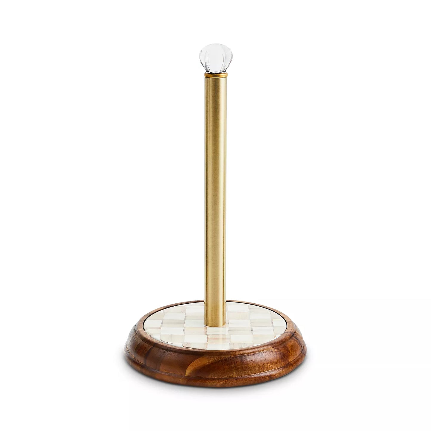 Mocha Check Wood Paper Towel Holder
