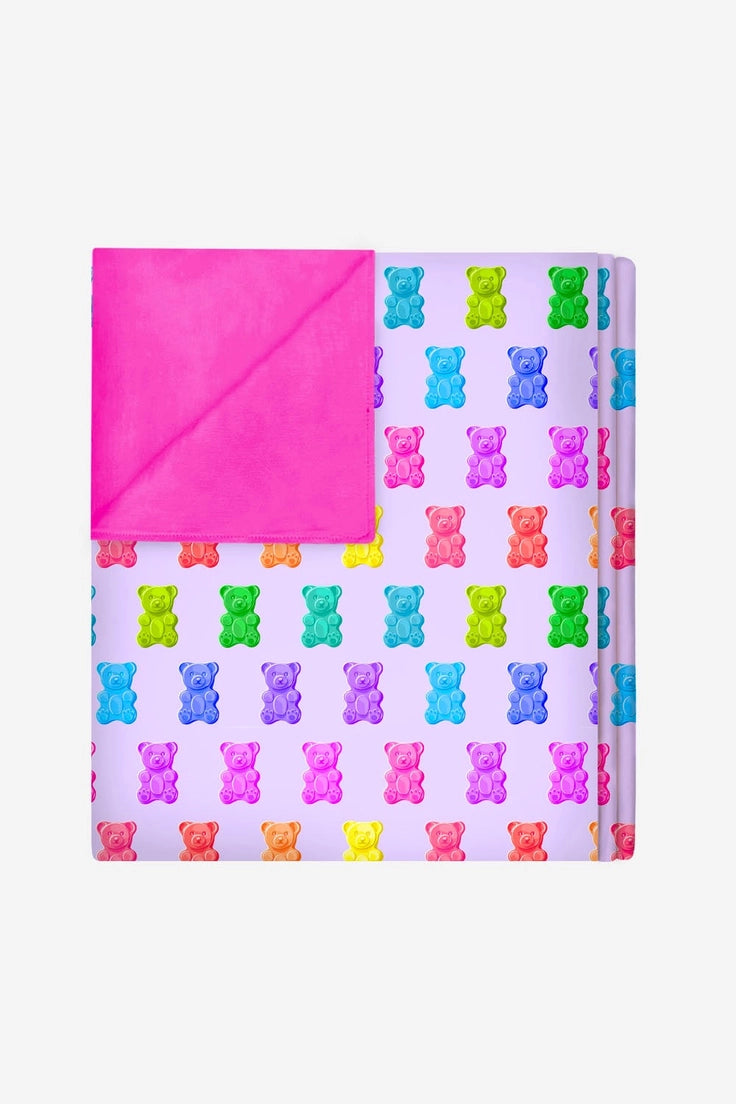 Simply Soft Reversible Blanket Lilac Rainbow Gummy Bear