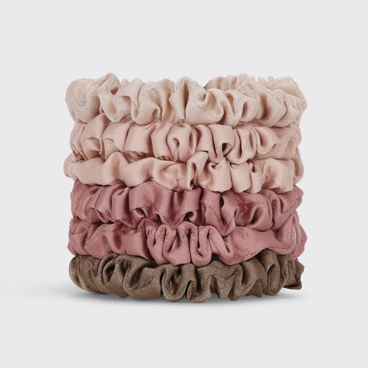 KITSCH Ultra Petite Satin Scrunchies 6pc - Terracotta