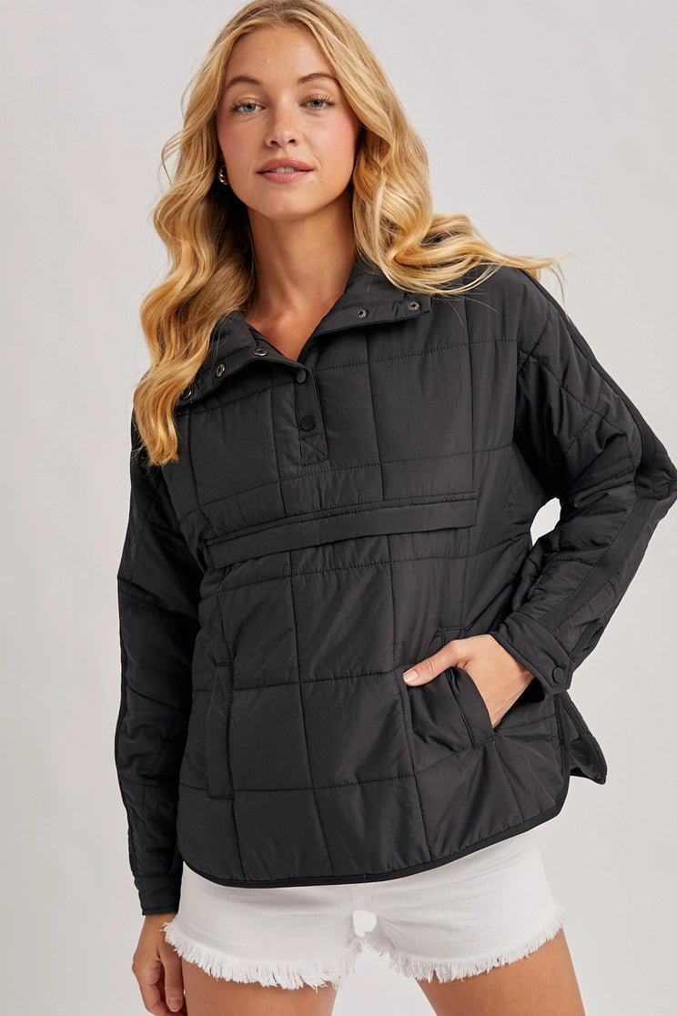 Quilted Puffer Hooded Pullover Jacket