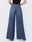 Super High Rise Waist Tie Long Wide Jeans W Pleats