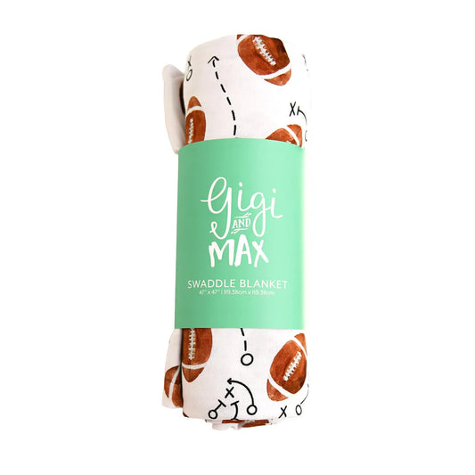 Brady Football Swaddle Bamboo Baby Blanket