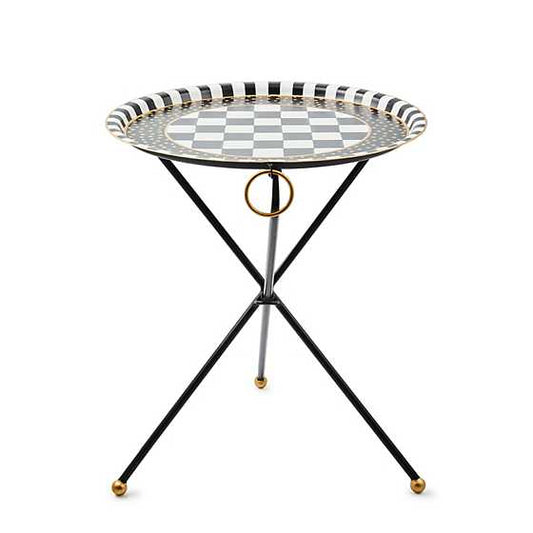 MacKenzie-Childs Tilt Top Black Tripod Table