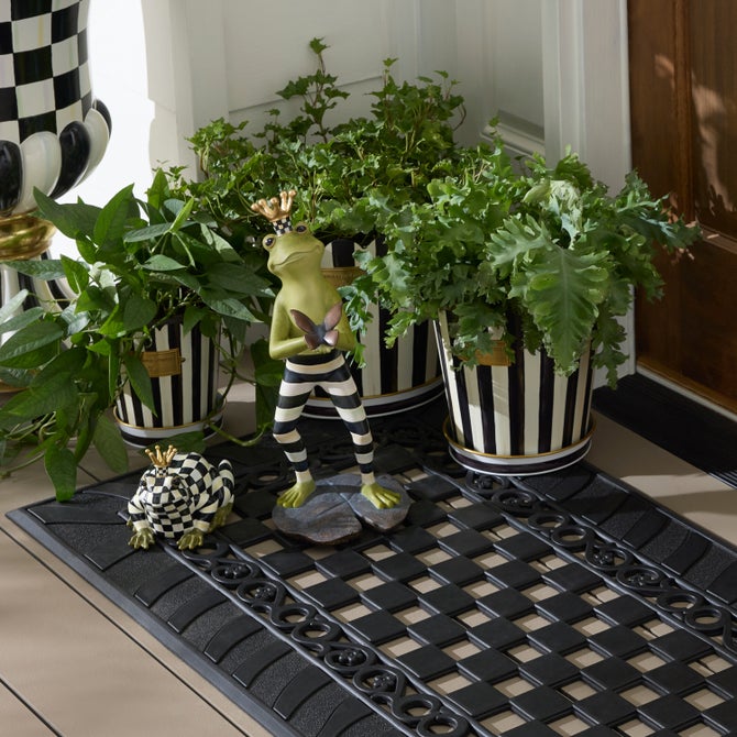 Courtly Stripe Pots & Saucers, Set of 3