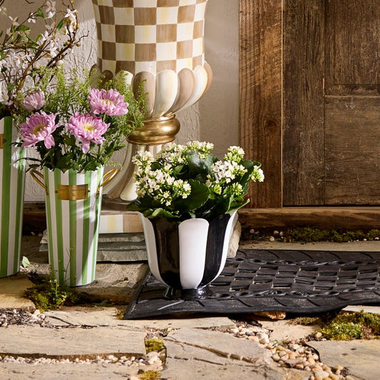 Courtly Stripe Scalloped Small Flower Pot