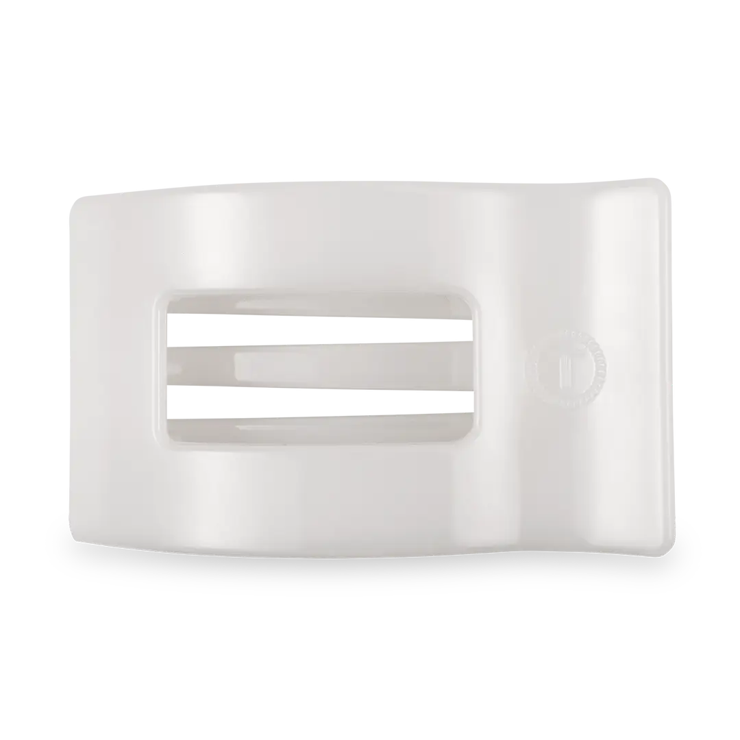 TELETIES Flat Rectangle Hair Clip | Medium | Coconut White