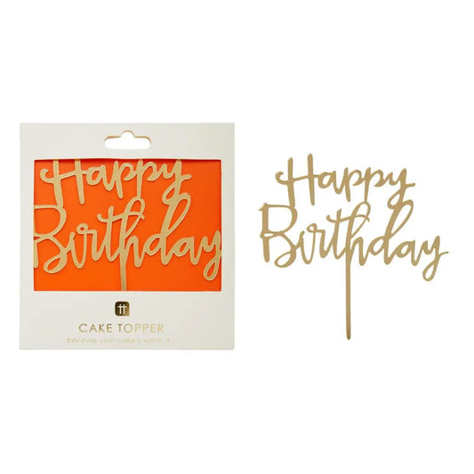 Gold Happy Birthday Cake Topper