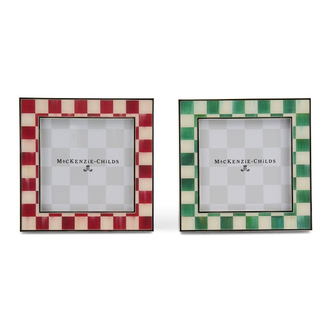 Cherry & Emerald Check Silver Plated Frames, Set of 2