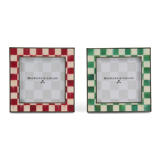 Cherry & Emerald Check Silver Plated Frames, Set of 2