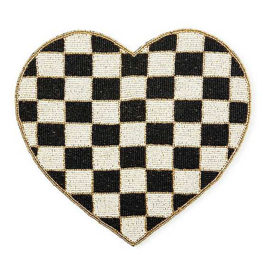 MacKenzie-Childs Black and White Check Heart Shaped Placemat