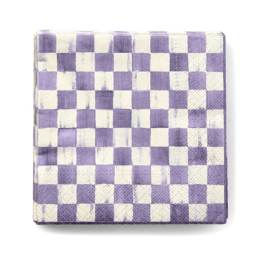 Violet Check Cocktail Paper Napkins
