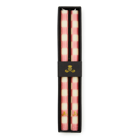 MacKenzie-Childs Check Pink Dinner Candles, set of 2