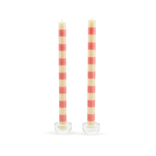 MacKenzie-Childs Bands Pink Dinner Candles Set of 2