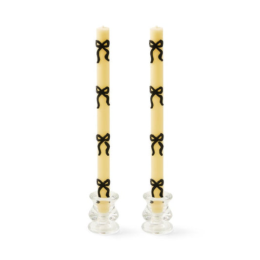 MacKenzie-Childs Black Bow Dinner Candles, Set of 2