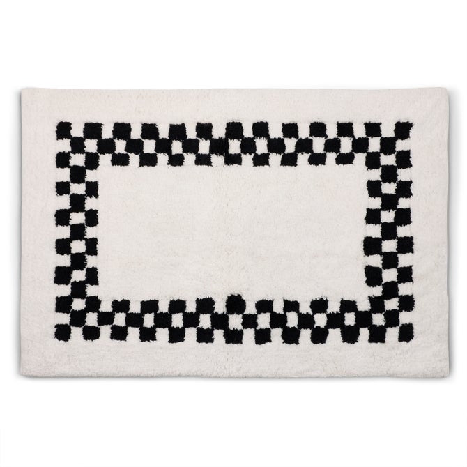 Black Check Hotel Bath Rug