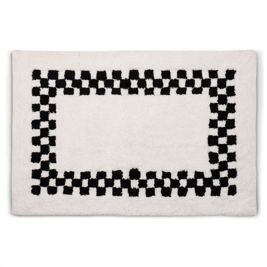 Black Check Hotel Bath Rug