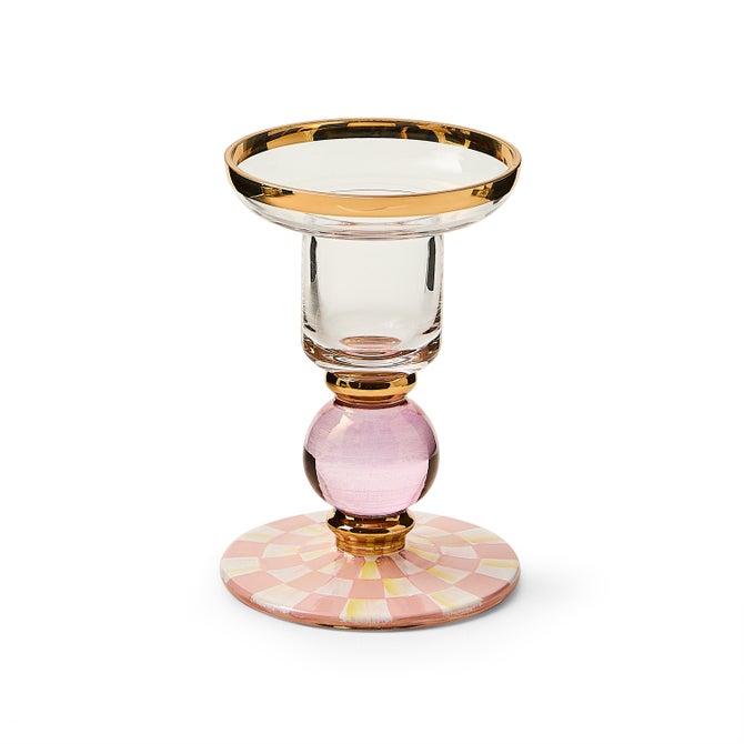 Rosy Check Small Glass Candlestick