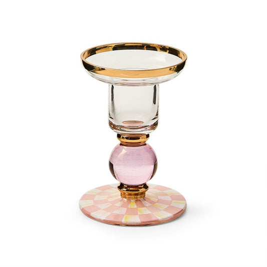 Rosy Check Small Glass Candlestick