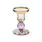 Violet Check Small Glass Candlestick
