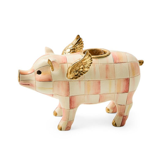 Rosy Check Flying Pig Candle Holder