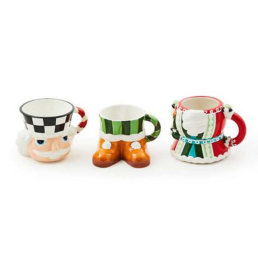 MacKenzie-Childs Bake Shop Nutcracker Stacking Mugs, Set of 3