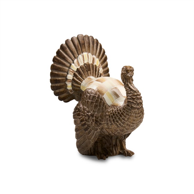 Mocha Check Mini Turkey Figurine