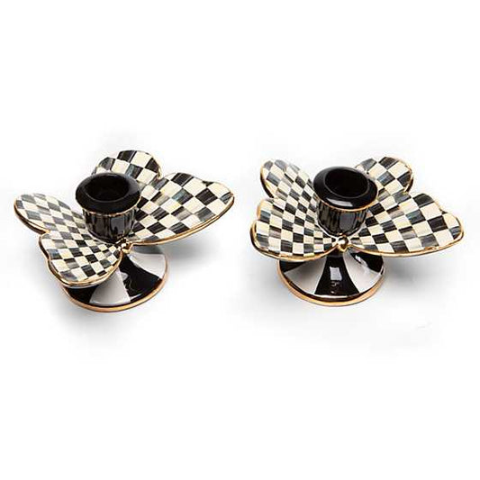 MacKenzie-Childs Courtly Check Butterfly Candle Holders, Set of 2
