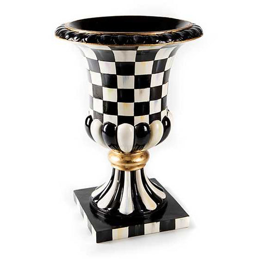 MacKenzie-Childs Courtly Check Pedestal Tabletop Urn