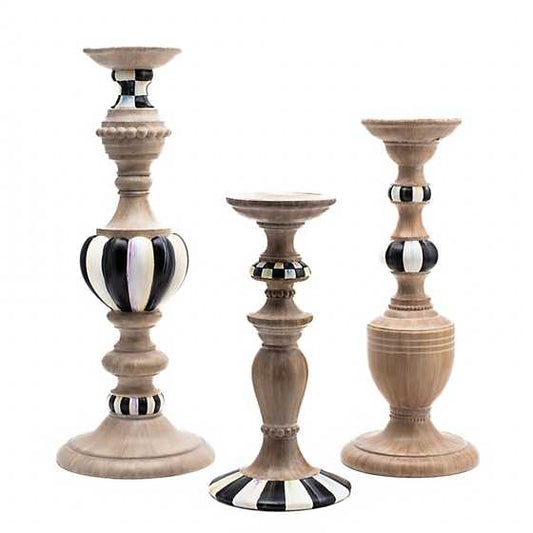 MacKenzie-Childs Courtly Pillar Candle Holders, set of 3