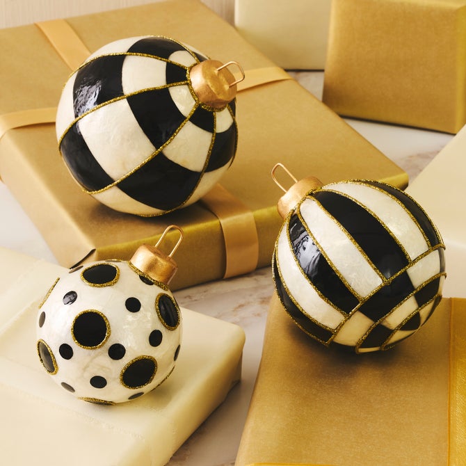 Courtly Capiz Tabletop Ornament Balls, Set of 3