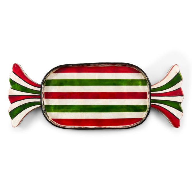 Red & Green Capiz Candy Tray