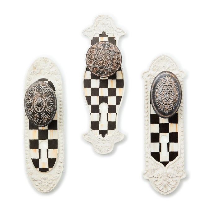 Courtly Door Knob Hooks, Set of 3