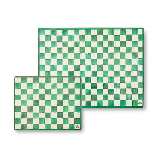 Emerald Check Glass Cutting Boards, Set of 2 Emerald Check