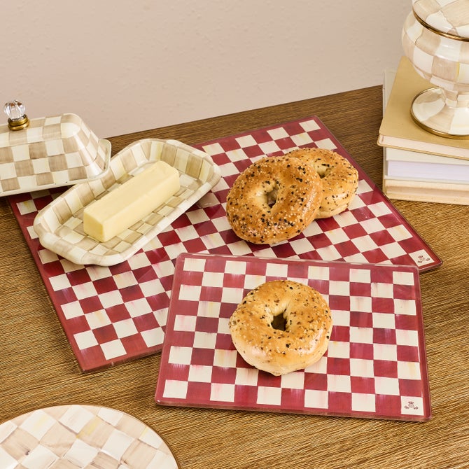 Cherry Check Cutting Board, Set of 2