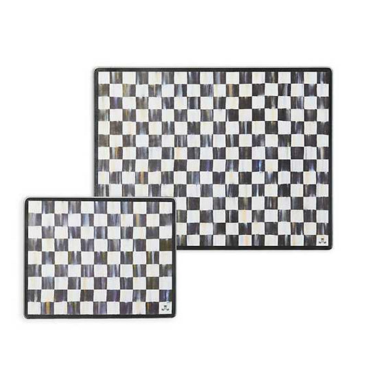 MacKenzie-Childs Courtly Check Glass Cutting Board, Set of 2