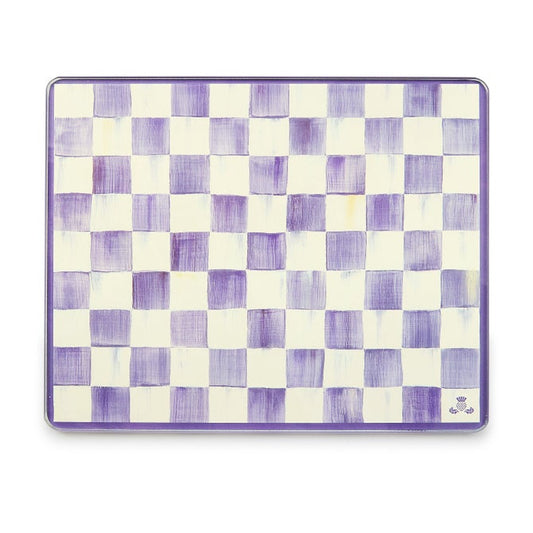 Violet Check Glass Cutting Boards, Set of 2
