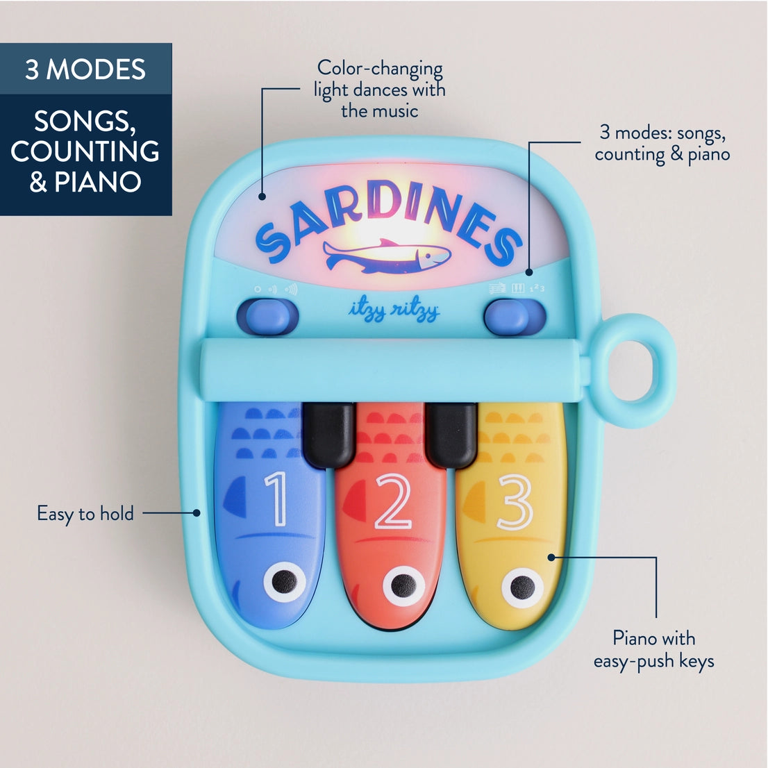 Itzy Ritzy  Bitzy Tunes™ Sardines - Light-Up Interactive Piano Toy