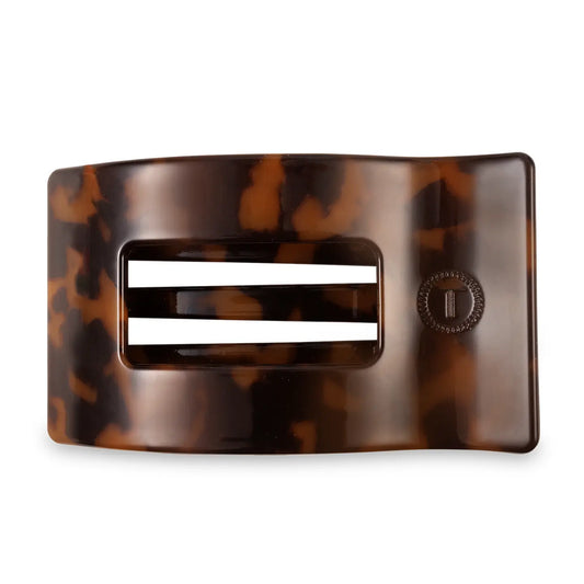 TELETIES Flat Rectangle Hair Clip | Large | Tortoise