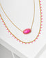 KENDRA SCOTT Elisa Gold Color Burst Frame Short Pendant Necklace in Neon Pink