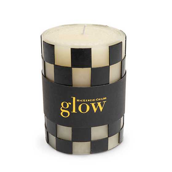 MacKenzie-Childs Check 4" Black Pillar Candle