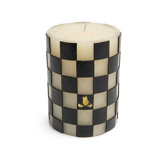 MacKenzie-Childs Check 4" Black Pillar Candle