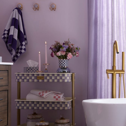 Violet Check Glass Vase