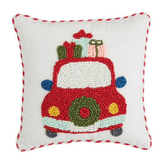 Mudpie Christmas Car Mini Beaded Pillow