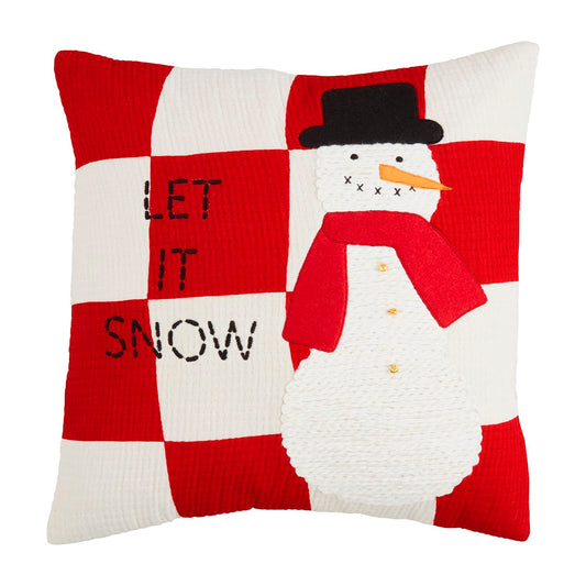 Mudpie Snowman Quilted Pillow