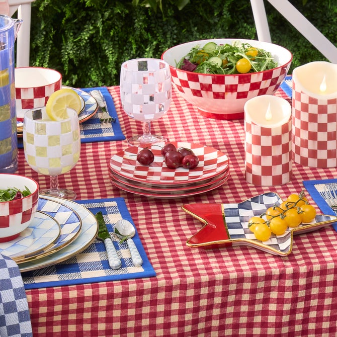 Cherry Check Salad Plates, Set of 4