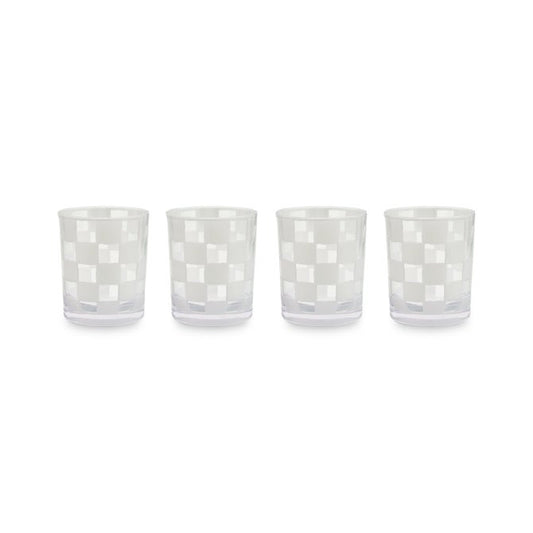 White Check Acrylic Tumblers, Set of 4