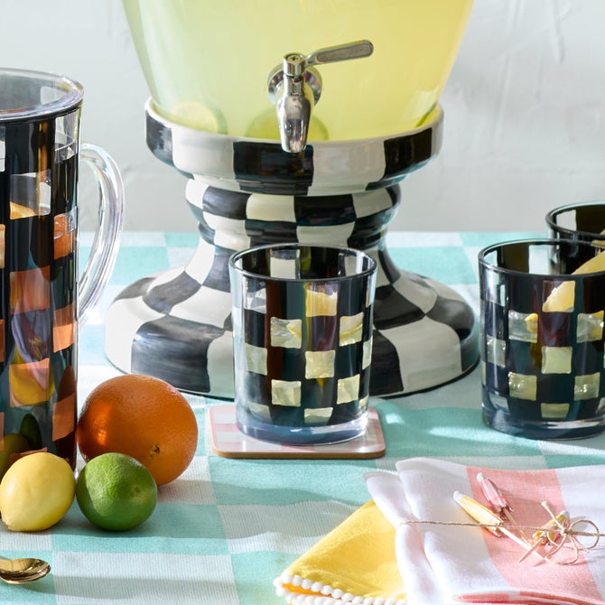Black Check Acrylic Tumblers, Set of 4