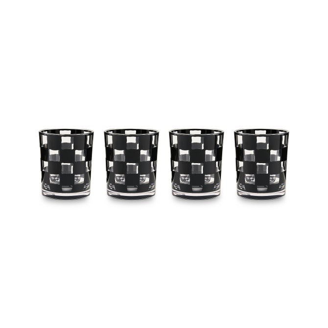 Black Check Acrylic Tumblers, Set of 4