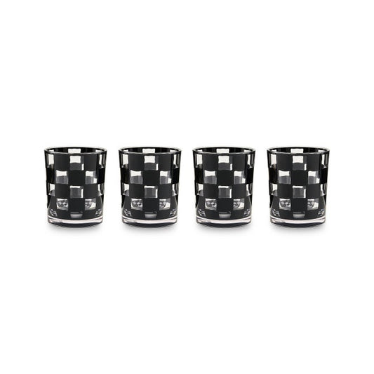 Black Check Acrylic Tumblers, Set of 4